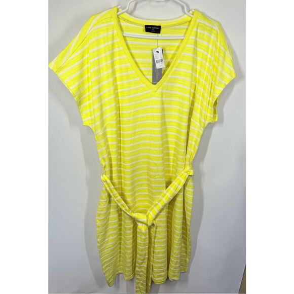 Lane Bryant Dresses & Skirts - Lane Bryant lemon yellow white striped V Neck dress size 18/20 NWT